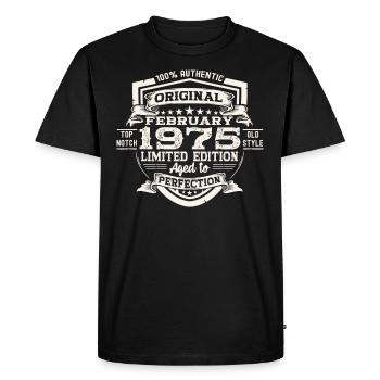 Février né 1975 48ème anniversaire cadeau homme - T-shirt Premium bio Homme - noir - Devant - Nico (187cm)