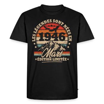 Cadeau D'anniversaire Nées En Mars 1946 - T-shirt Premium bio Homme - noir - Devant - Nico (187cm)