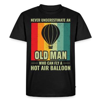 Old Man Hot Air Ballooning Hopper Balloon - Men's Premium Organic T-Shirt - black - Front - Nico (187cm)