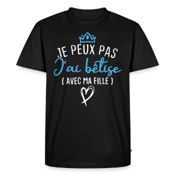 Je peux pas j ai bêtise avec ma fille - T-shirt Premium bio Homme - noir - Devant - Nico (187cm)
