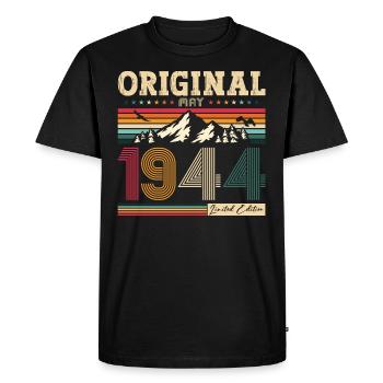 Original May 1944 Vintage 1944 Birthday 1944 - Men's Premium Organic T-Shirt - black - Front - Nico (187cm)