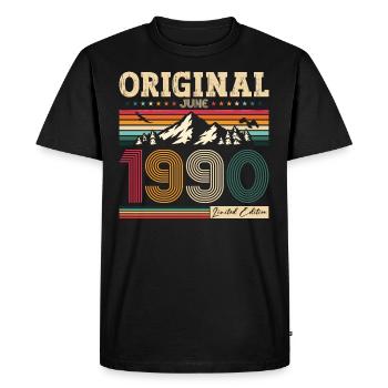35ème anniversaire Original Juin 1990 Millésime 1990 - T-shirt Premium bio Homme - noir - Devant - Nico (187cm)