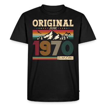 55ème anniversaire Original Juin 1970 Millésime 1970 - T-shirt Premium bio Homme - noir - Devant - Nico (187cm)