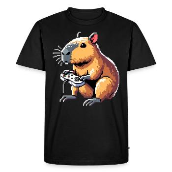 Pixel Art Video Games Gamer Capybara - Men's Premium Organic T-Shirt - black - Front - Nico (187cm)