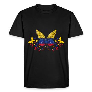 Venezuela Venezuela Venezuela Drapeau Papillons - T-shirt Premium bio Homme - noir - Devant - Nico (187cm)