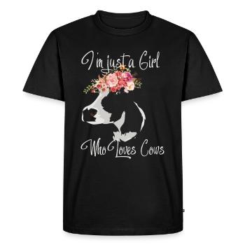 Je suis une fille qui aime les vaches - T-shirt Premium bio Homme - noir - Devant - Nico (187cm)