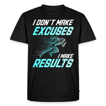 Pas D'Excuses Des Résultats - Citation Inspirante - T-shirt Premium bio Homme - noir - Devant - Nico (187cm)