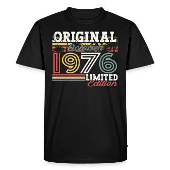 Original October 1976 46th Birthday Gift Cool - Men's Premium Organic T-Shirt - black - Front - Nico (187cm)