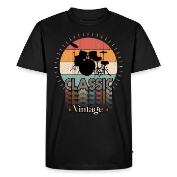Vintage classic DRUMS - Men's Premium Organic T-Shirt - black - Front - Nico (187cm)