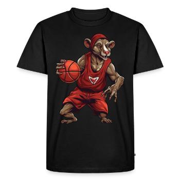 Joueur de basket-ball des Rats - T-shirt Premium bio Homme - noir - Devant - Nico (187cm)