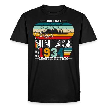 90e anniversaire mari avril Vintage 1934 Vintage - T-shirt Premium bio Homme - noir - Devant - Nico (187cm)