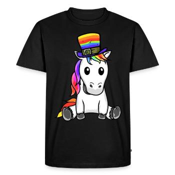 LGBT Arc-en-ciel Licorne Arc-en-ciel Drapeau Gay Pride - T-shirt Premium bio Homme - noir - Devant - Nico (187cm)