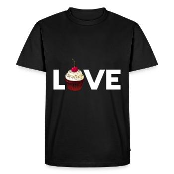 Gâteau amour pâtissier pâtissier cupcake citation - T-shirt Premium bio Homme - noir - Devant - Nico (187cm)