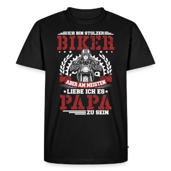Moto papa motard père disant cadeau - T-shirt Premium bio Homme - noir - Devant - Nico (187cm)