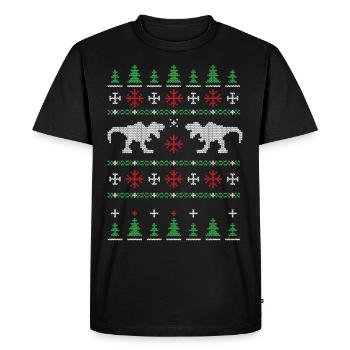 Dinosaure Dino TRex Tyrannosaurus Noël - T-shirt Premium bio Homme - noir - Devant - Nico (187cm)