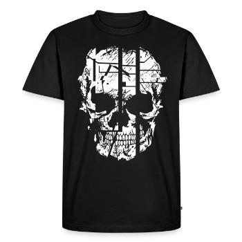 Totenkopf Glitch Skull - Männer Premium Bio T-Shirt - Schwarz - Vorne - Nico (187cm)