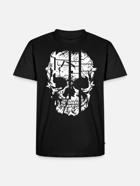 Totenkopf Glitch Skull - Männer Premium Bio T-Shirt - Schwarz