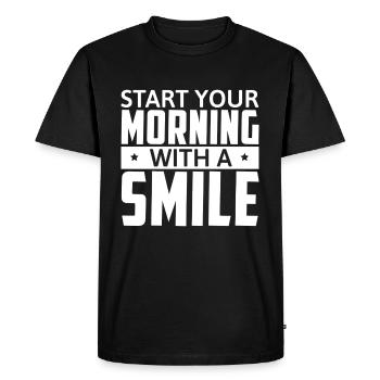 Start Your Morning With A Smile - Men's Premium Organic T-Shirt - black - Front - Nico (187cm)