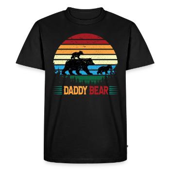Le père ours avec des petits ours se promène dans la forêt - T-shirt Premium bio Homme - noir - Devant - Nico (187cm)