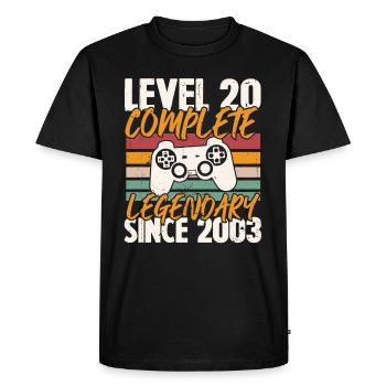 Cadeau d'anniversaire, Niveau 20 complete 2003 - T-shirt Premium bio Homme - noir - Devant - Nico (187cm)