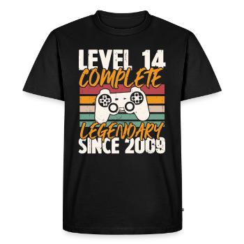 Cadeau d'anniversaire, Niveau 14 complete 2009 - T-shirt Premium bio Homme - noir - Devant - Nico (187cm)