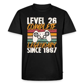 Birthday Gift, Level 26 Complete 1997 - Men's Premium Organic T-Shirt - black - Front - Nico (187cm)
