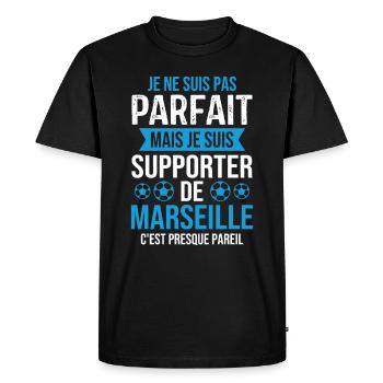 Je suis supporter de Marseille - T-shirt Premium bio Homme - noir - Devant - Nico (187cm)