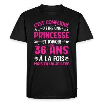 Une princesse et d'avoir 36 ans - T-shirt Premium bio Homme - noir - Devant - Nico (187cm)