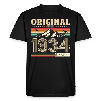90e anniversaire mari Original avril Vintage 1934 - T-shirt Premium bio Homme - noir - Devant - Nico (187cm)