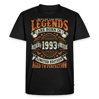 les légendes sont nées en 1993 - T-shirt Premium bio Homme - noir - Devant - Nico (187cm)