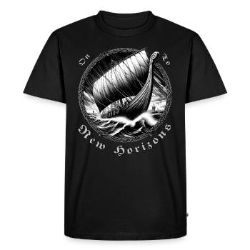 Viking ship in a storm. For Vikings and Celts - Men's Premium Organic T-Shirt - black - Front - Nico (187cm)