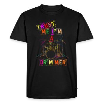 DRUMS - Men's Premium Organic T-Shirt - black - Front - Nico (187cm)