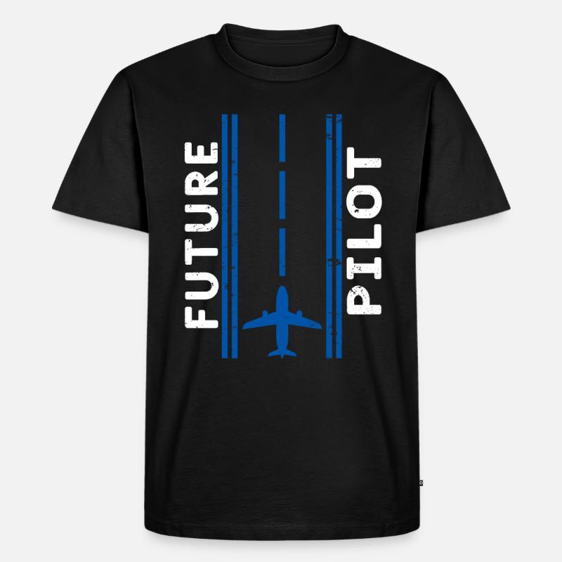 Pilot Flugzeug Piloten - Männer Premium Bio T-Shirt - Schwarz