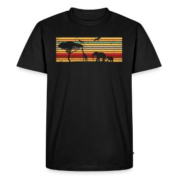 Éléphant d'Afrique girafe vintage - T-shirt Premium bio Homme - noir - Devant - Nico (187cm)