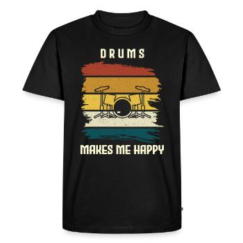 Les tambours me rendent heureux les tambours - T-shirt Premium bio Homme - noir - Devant - Nico (187cm)