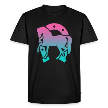 Chevaux cheval équitation fer à cheval - T-shirt Premium bio Homme - noir - Devant - Nico (187cm)