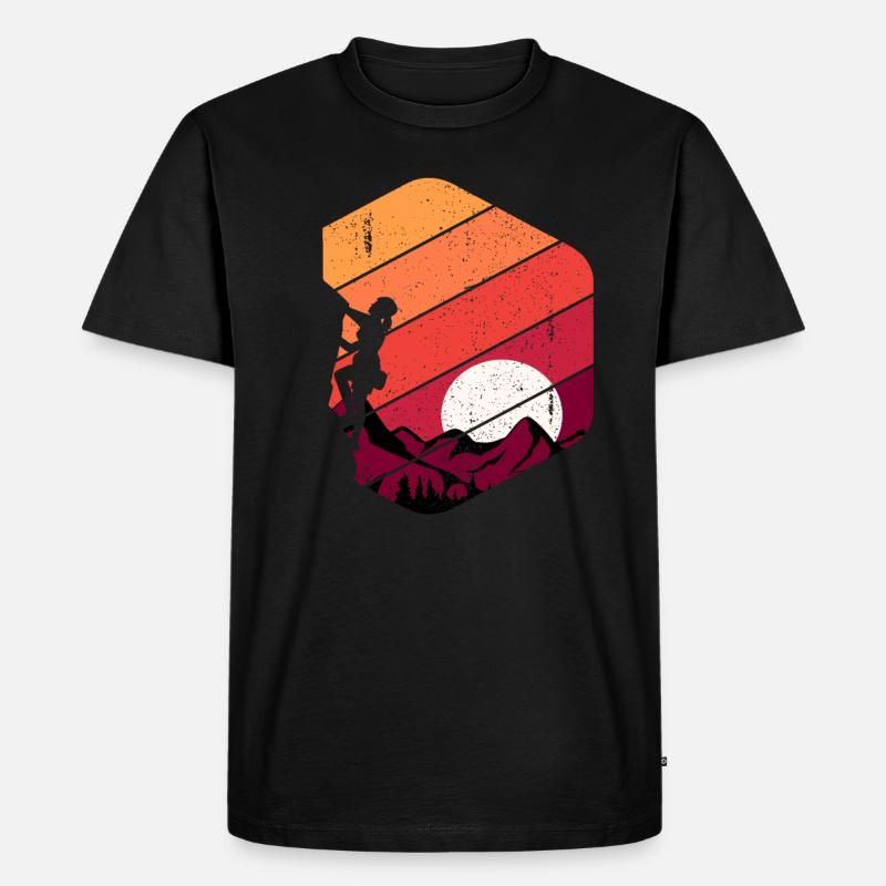 Felsklettern Klettern Retro - Männer Premium Bio T-Shirt - Schwarz