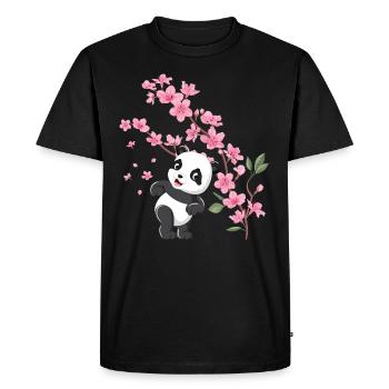 Panda Cherry Blossom Cherry Blossom Japanese Pandas - Men's Premium Organic T-Shirt - black - Front - Nico (187cm)