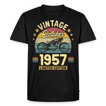 Vintage Octobre 1957 65 Ans Anniversaire - T-shirt Premium bio Homme - noir - Devant - Nico (187cm)