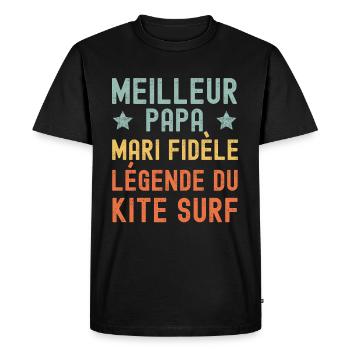 Mari Père Kitesurf Légende Rétro Vintage - T-shirt Premium bio Homme - noir - Devant - Nico (187cm)