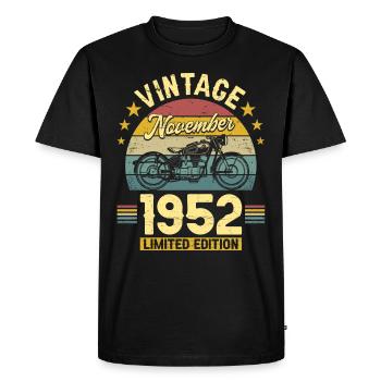 Vintage November 1952 70 years Anniversary - Men's Premium Organic T-Shirt - black - Front - Nico (187cm)