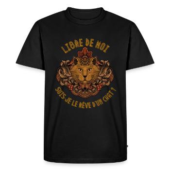 Libre de Moi chat vintage antique rêve - T-shirt Premium bio Homme - noir - Devant - Nico (187cm)