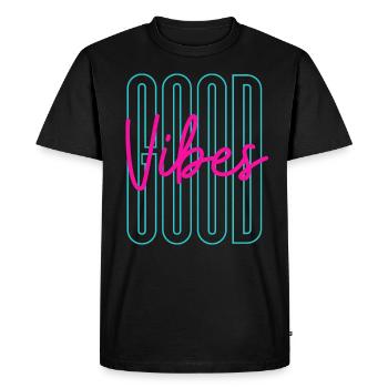 Neon Good Vibes Positive Inspiration - T-shirt Premium bio Homme - noir - Devant - Nico (187cm)