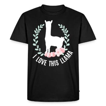 Lama - I Love This Llama - Men's Premium Organic T-Shirt - black - Front - Nico (187cm)