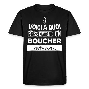 Butcher - Butchery - Meat - Humor - Awesome - Men's Premium Organic T-Shirt - black - Front - Nico (187cm)