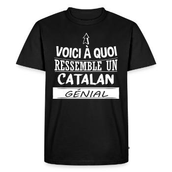 Catalan - Drôle - Papa - Génial - Catalogne - T-shirt Premium bio Homme - noir - Devant - Nico (187cm)