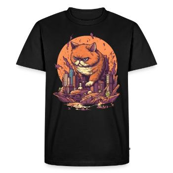 Le chat Kaiju détruit la ville, le chat exotique à poil court - T-shirt Premium bio Homme - noir - Devant - Nico (187cm)