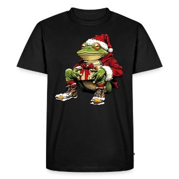 Grenouille du Père Noël - T-shirt Premium bio Homme - noir - Devant - Nico (187cm)