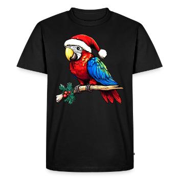 Christmas Parrots - Men's Premium Organic T-Shirt - black - Front - Nico (187cm)