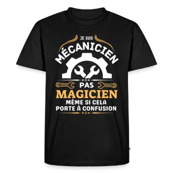 mécanicien pas magicien - T-shirt Premium bio Homme - noir - Devant - Nico (187cm)